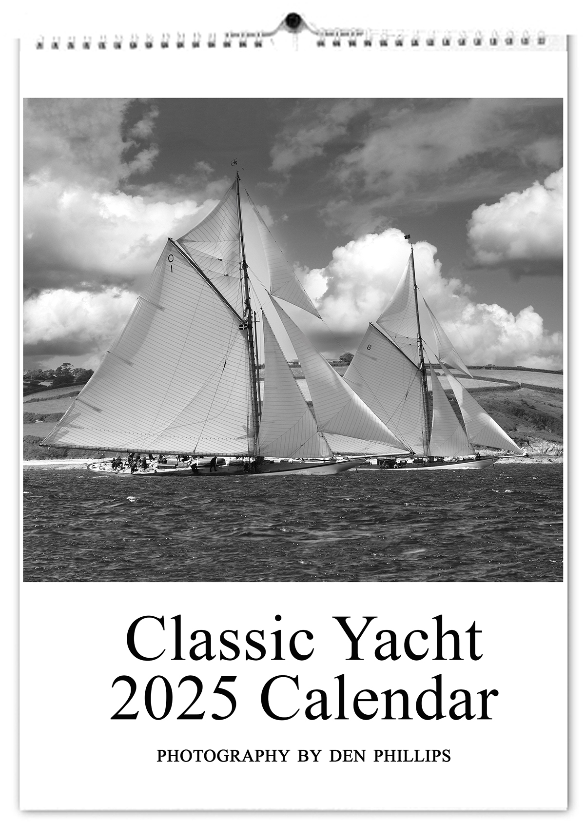 Black and white sailing calendar 2025